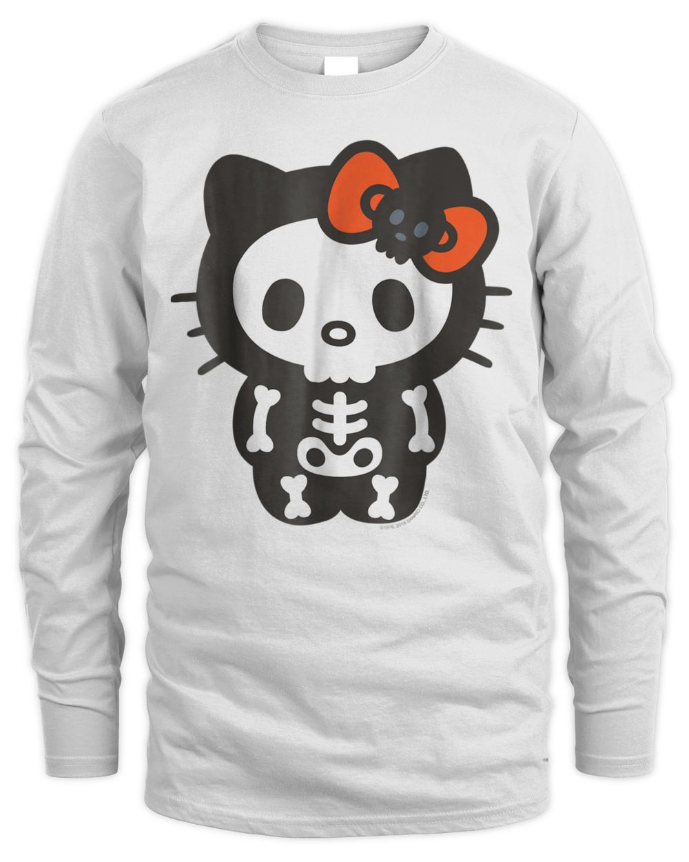 Hello Kitty Skeleton Halloween Shirt Men's Long Sleeved T-Shirt white s