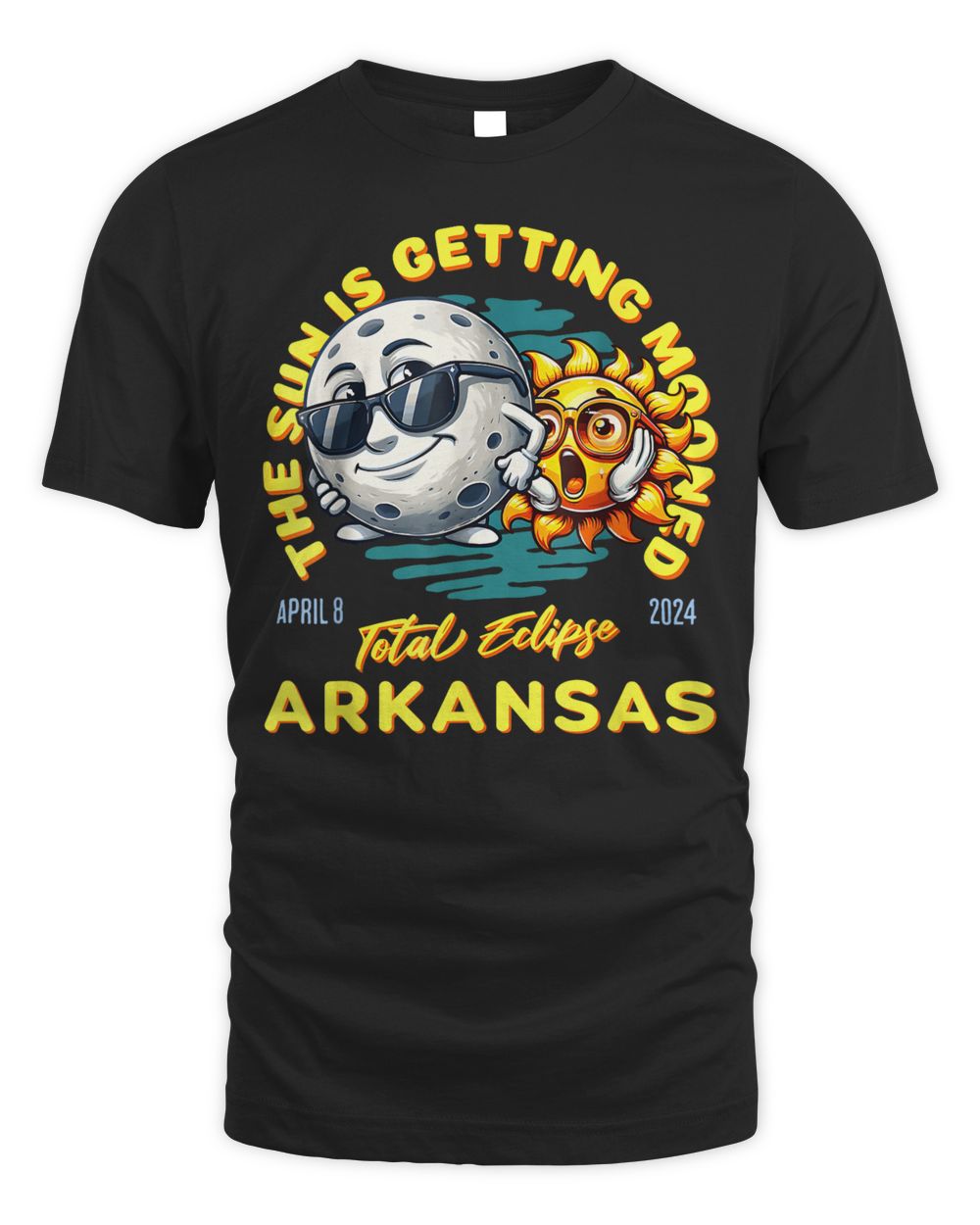 Arkansas Solar Eclipse Apr 8 2024 Sun Is Getting Mooned Shirt Unisex Standard T-Shirt black s