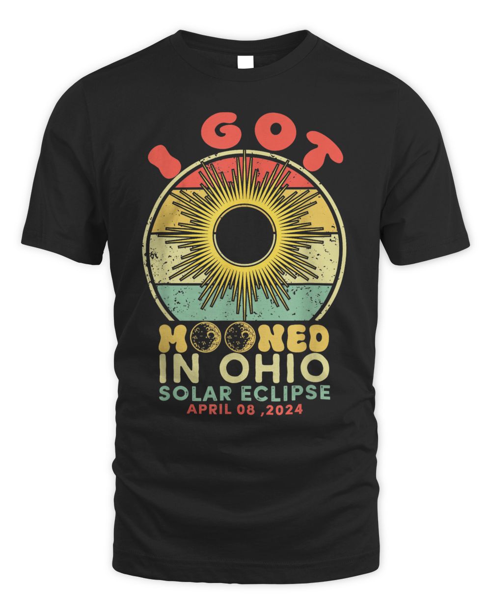 I Got Mooned In Ohio Total Solar Eclipse 2024 Vintage Shirt Unisex Standard T-Shirt black s